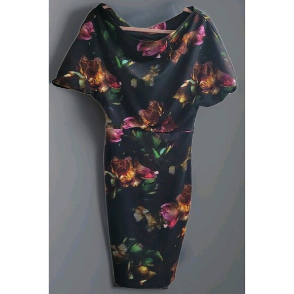 Alexia Admor Sz S Olivia Draped One Shoulder Sheath Dress Enchanted Garden $225 - Picture 2 of 11